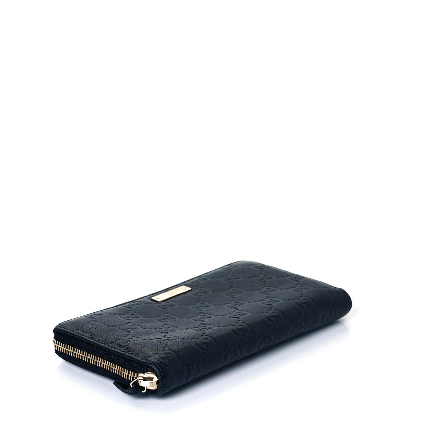 Gucci Guccissima Margaux Calfskin Metal Bar Zip Around Wallet Blue 4 of 10