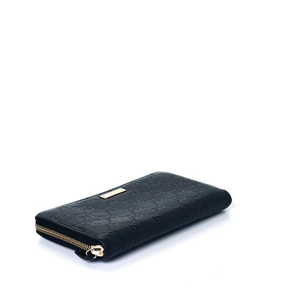 Gucci Guccissima Margaux Calfskin Metal Bar Zip Around Wallet Blue 4 of 10