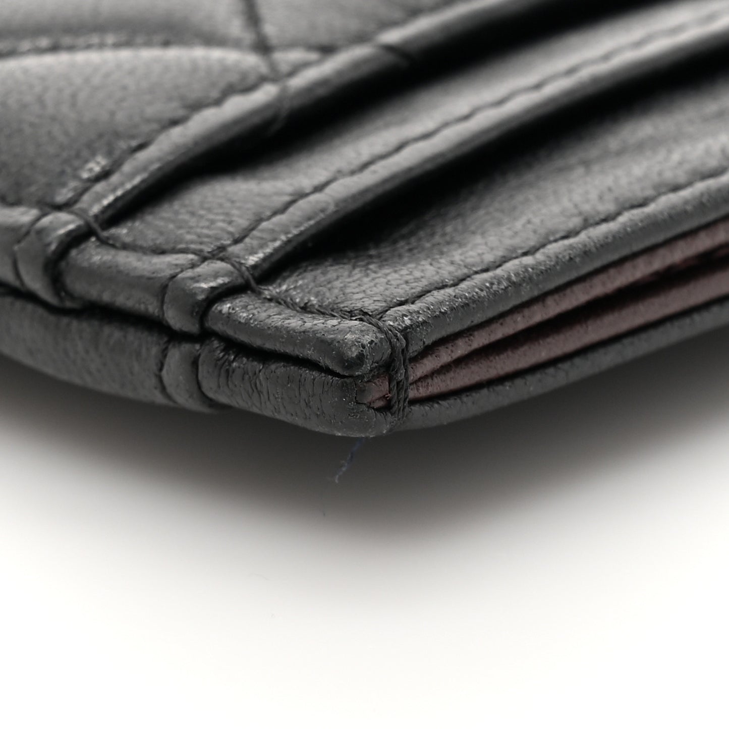 Lambskin Quilted Card Holder Black