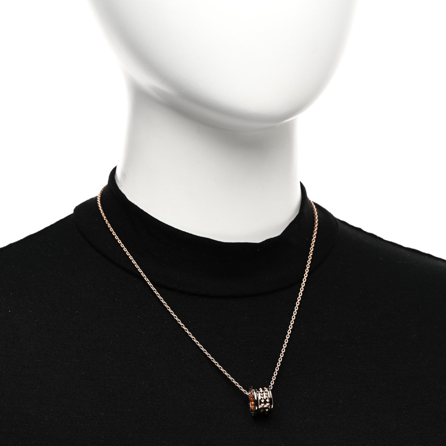 18K Rose Gold Black Ceramic B.Zero1 Rock Pendant Necklace