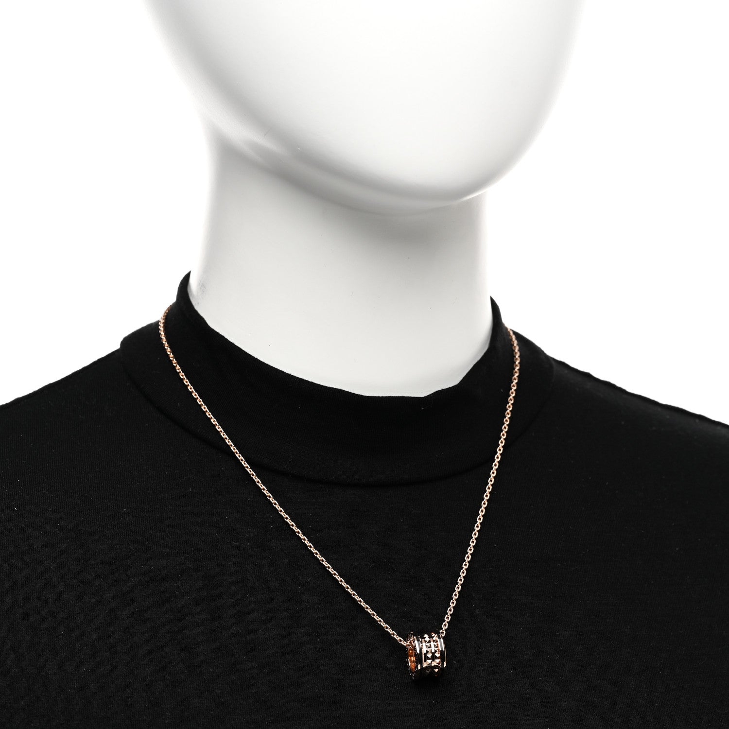 Bulgari 18K Rose Gold Black Ceramic B.Zero1 Rock Pendant Necklace 2 of 6