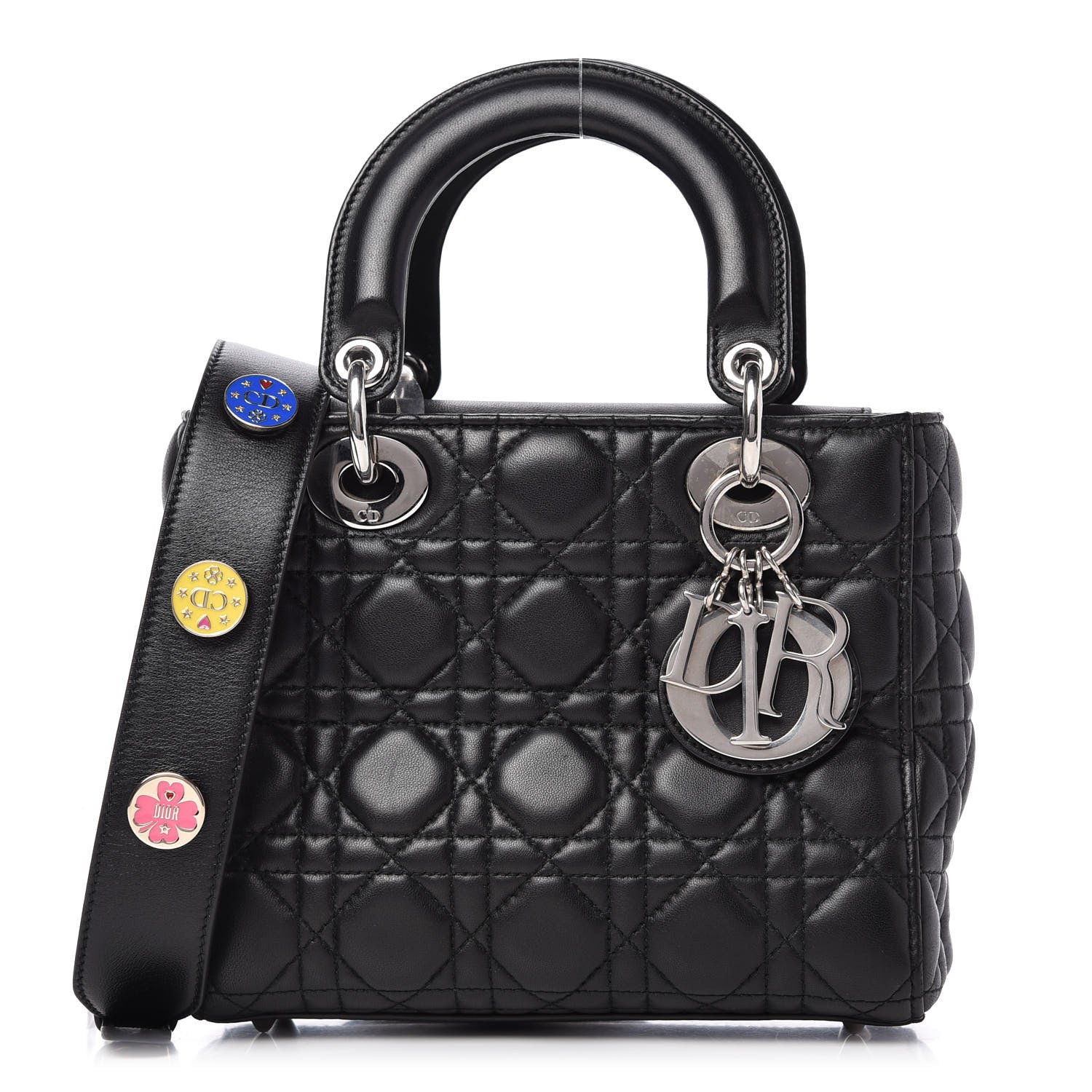 Christian Dior Lambskin Cannage Small Lucky Badges My Lady Dior Black 1 of 9