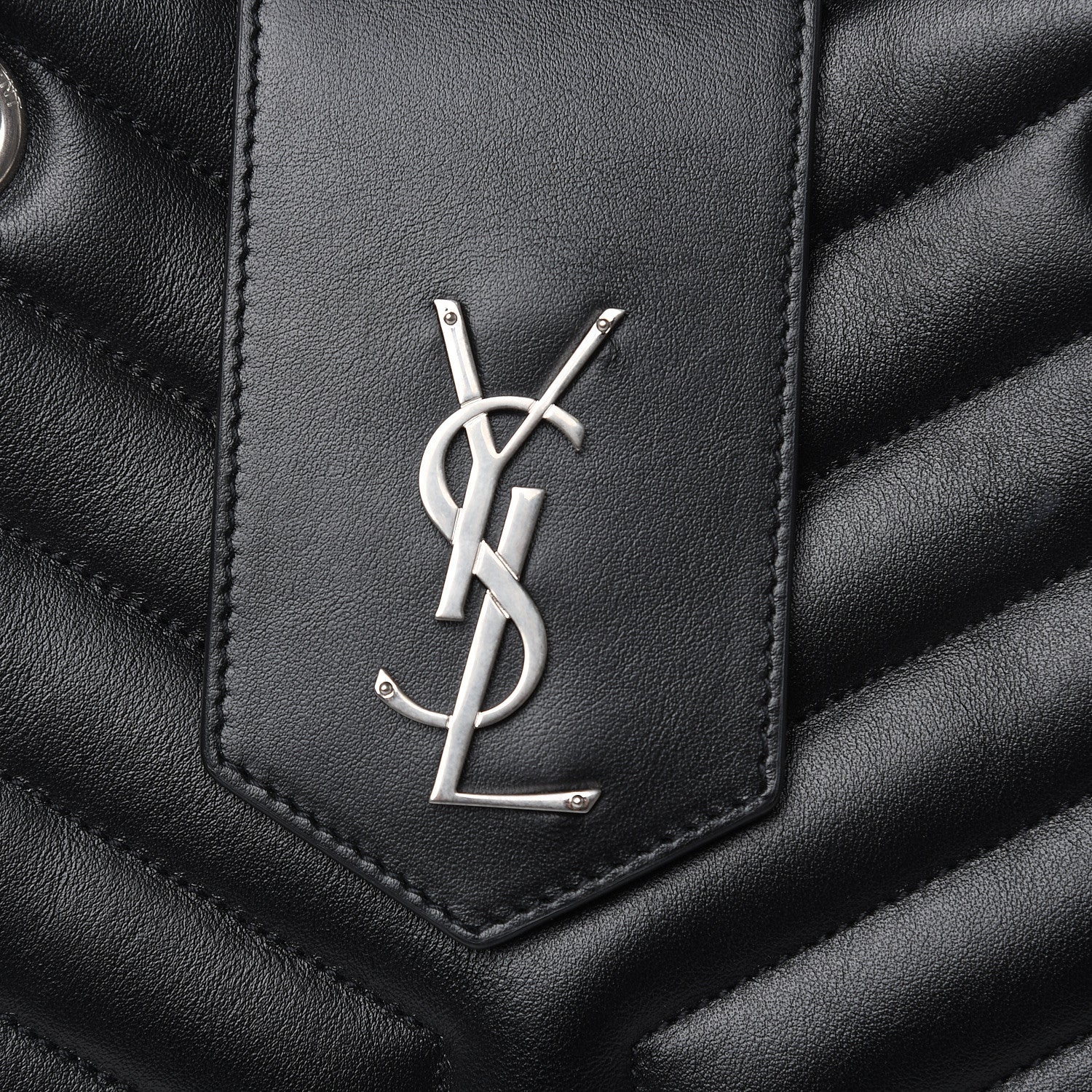 Saint Laurent Calfskin Y Quilted Monogram Large Loulou Shopper Black 9 of 10