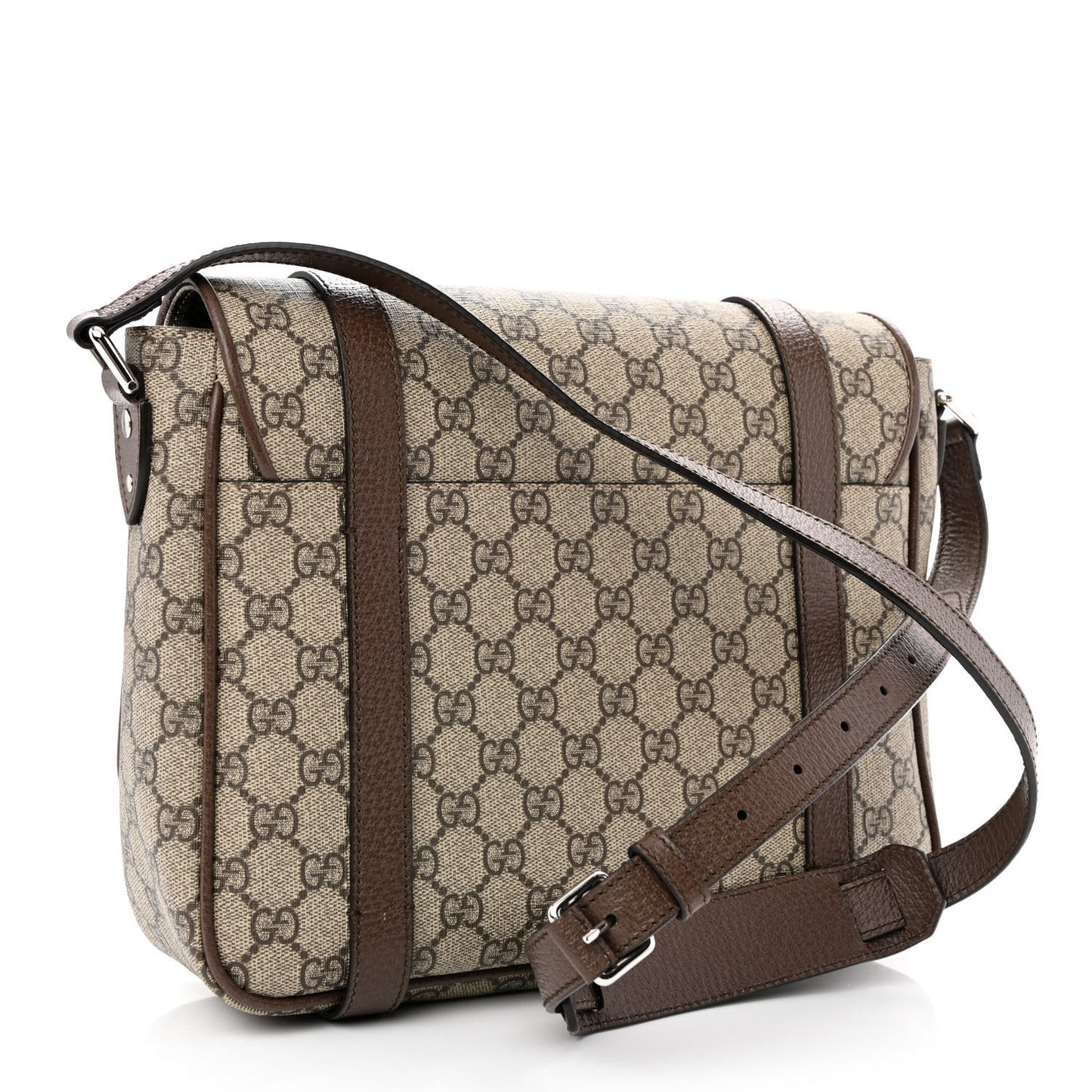 GG Supreme Monogram Textured Dollar Calfskin Retro Interlocking G Flap Messenger Bag Beige Ebony New Acero