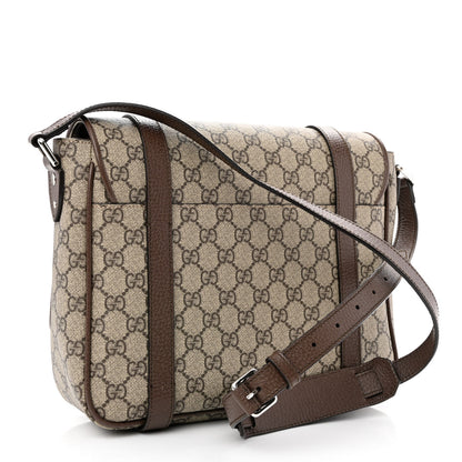Gucci GG Supreme Monogram Textured Dollar Calfskin Retro Interlocking G Flap Messenger Bag Beige Ebony New Acero 3 of 12