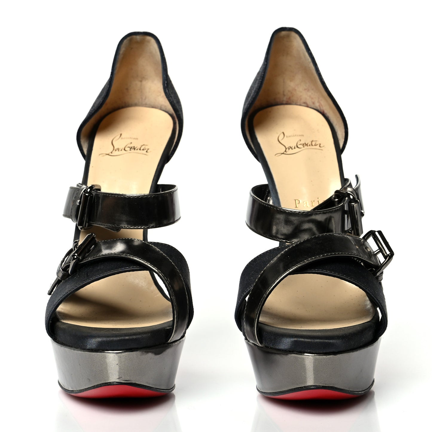 Metallic Calfskin Satin Glitter Ambertina 150 Platform 41 Black