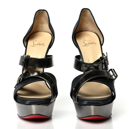 Christian Louboutin Metallic Calfskin Satin Glitter Ambertina 150 Platform 41 Black 2 of 11