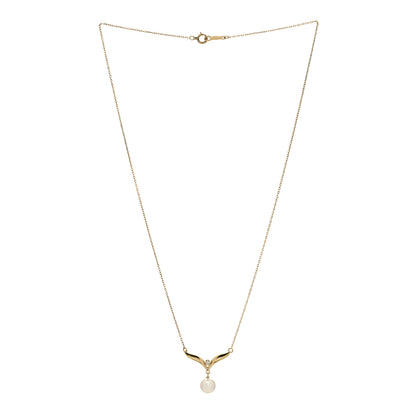 Mikimoto 18K Yellow Gold Diamond Akoya Pearl 7mm Pendant Necklace 2 of 3