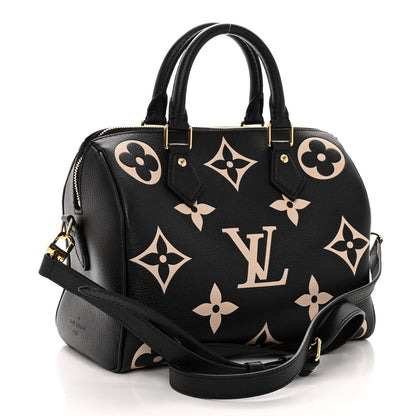 Louis Vuitton Empreinte Monogram Giant Speedy Bandouliere 25 Black Beige 3 of 9