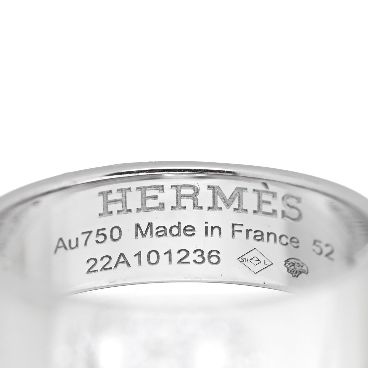 18K White Gold Diamond PM H D'Ancre Ring 52 6