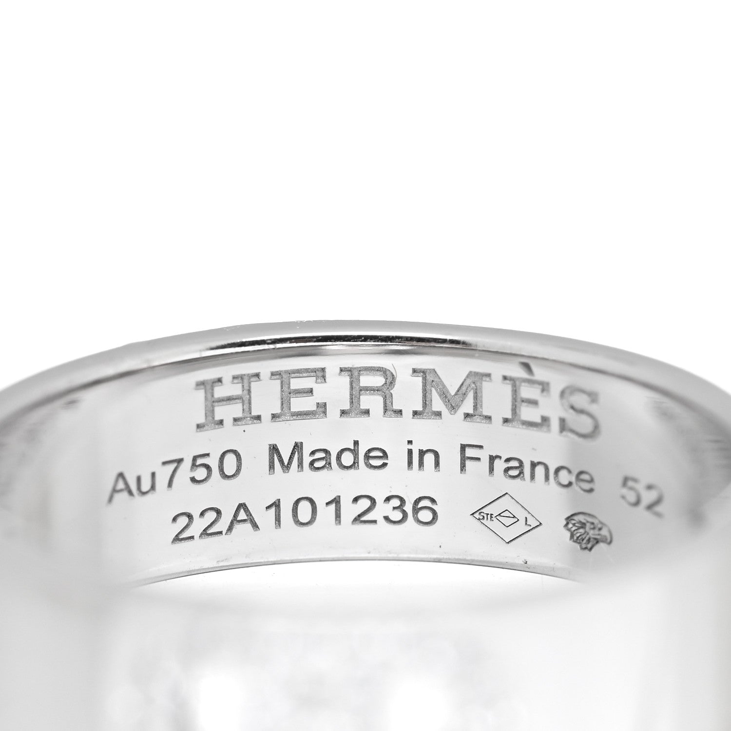 Hermes 18K White Gold Diamond PM H D'Ancre Ring 52 6 4 of 5