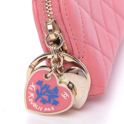 Chanel Lambskin Quilted Valentine Charms Key Holder Case Pink 8 of 9