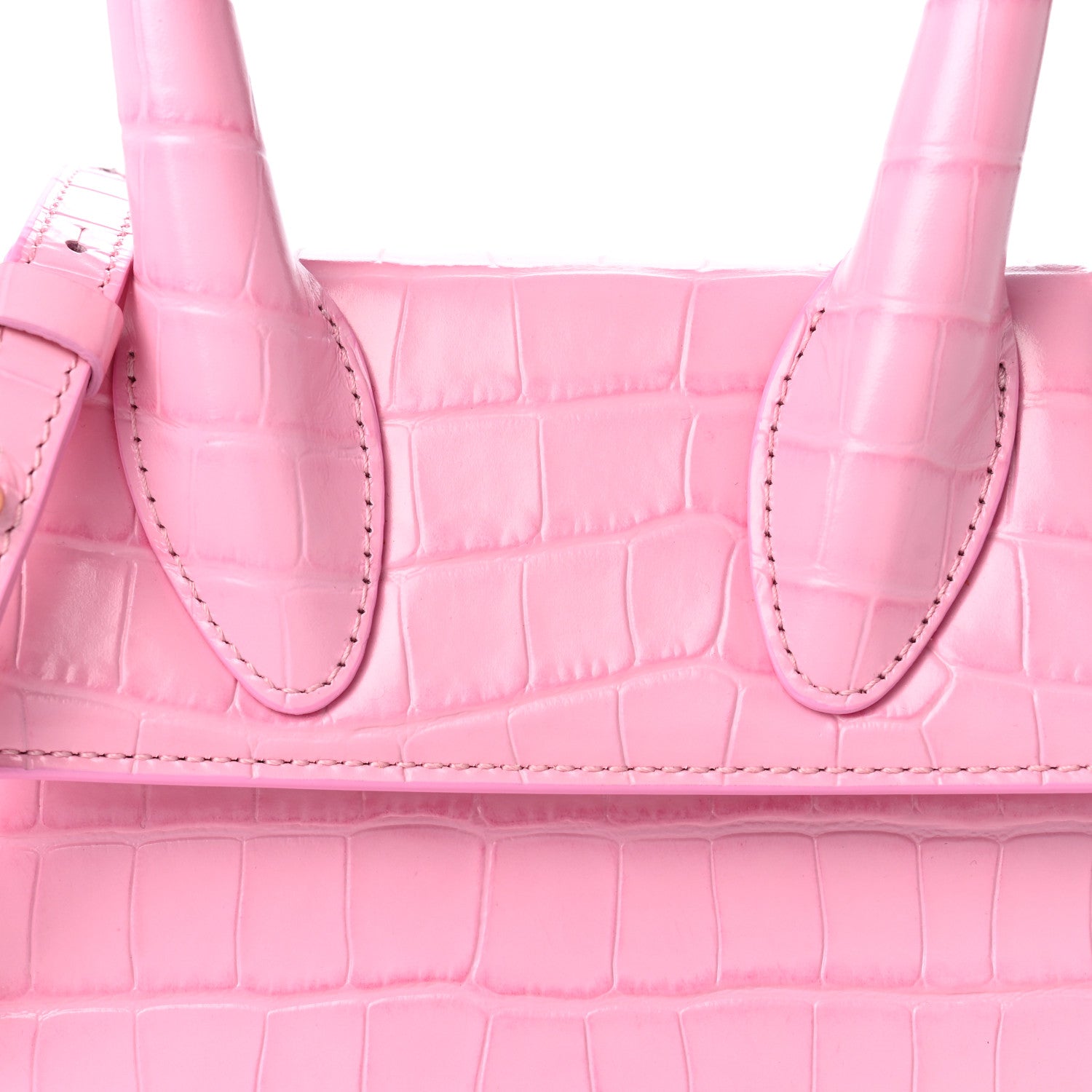 Jacquemus Calfskin Crocodile Embossed Le Chiquito Moyen Pink 6 of 8