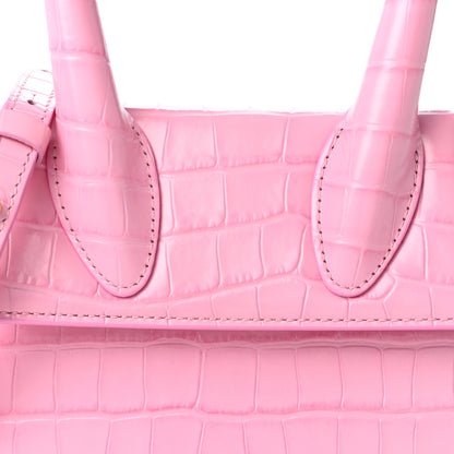 Jacquemus Calfskin Crocodile Embossed Le Chiquito Moyen Pink 6 of 8
