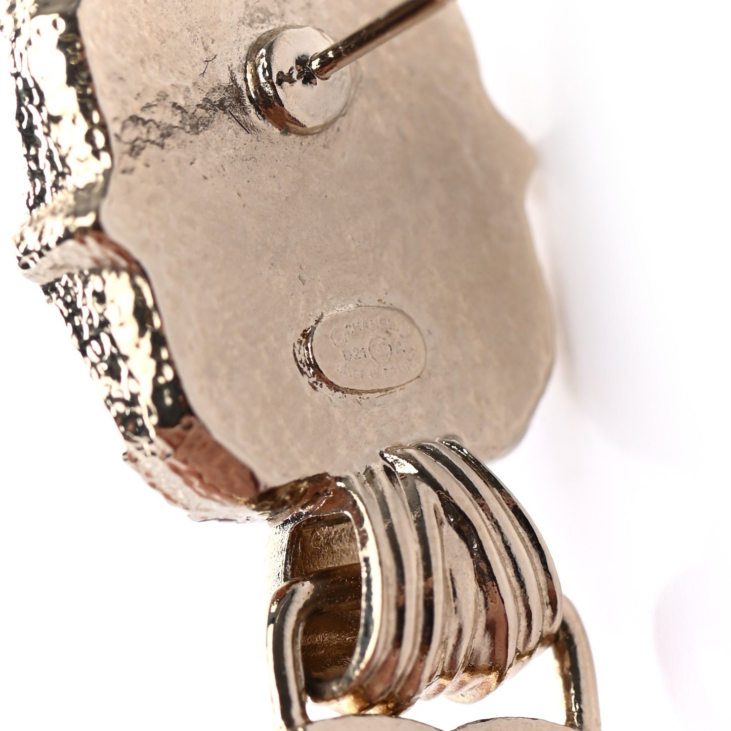 Resin Crystal Quilted CC Drop Earrings Black Gold