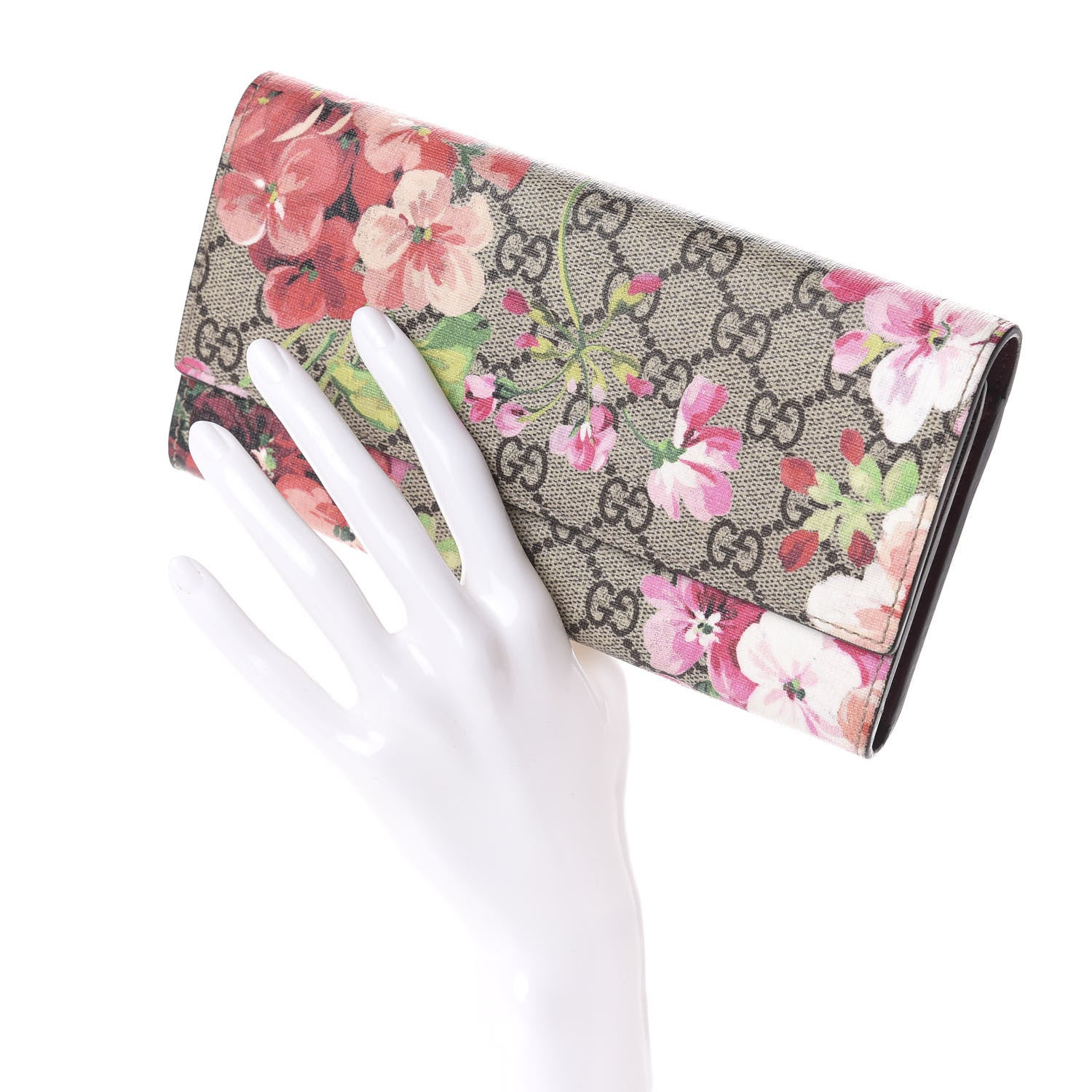 Gucci GG Supreme Monogram Blooms Continental Wallet Beige Multicolor Dry Rose 2 of 6