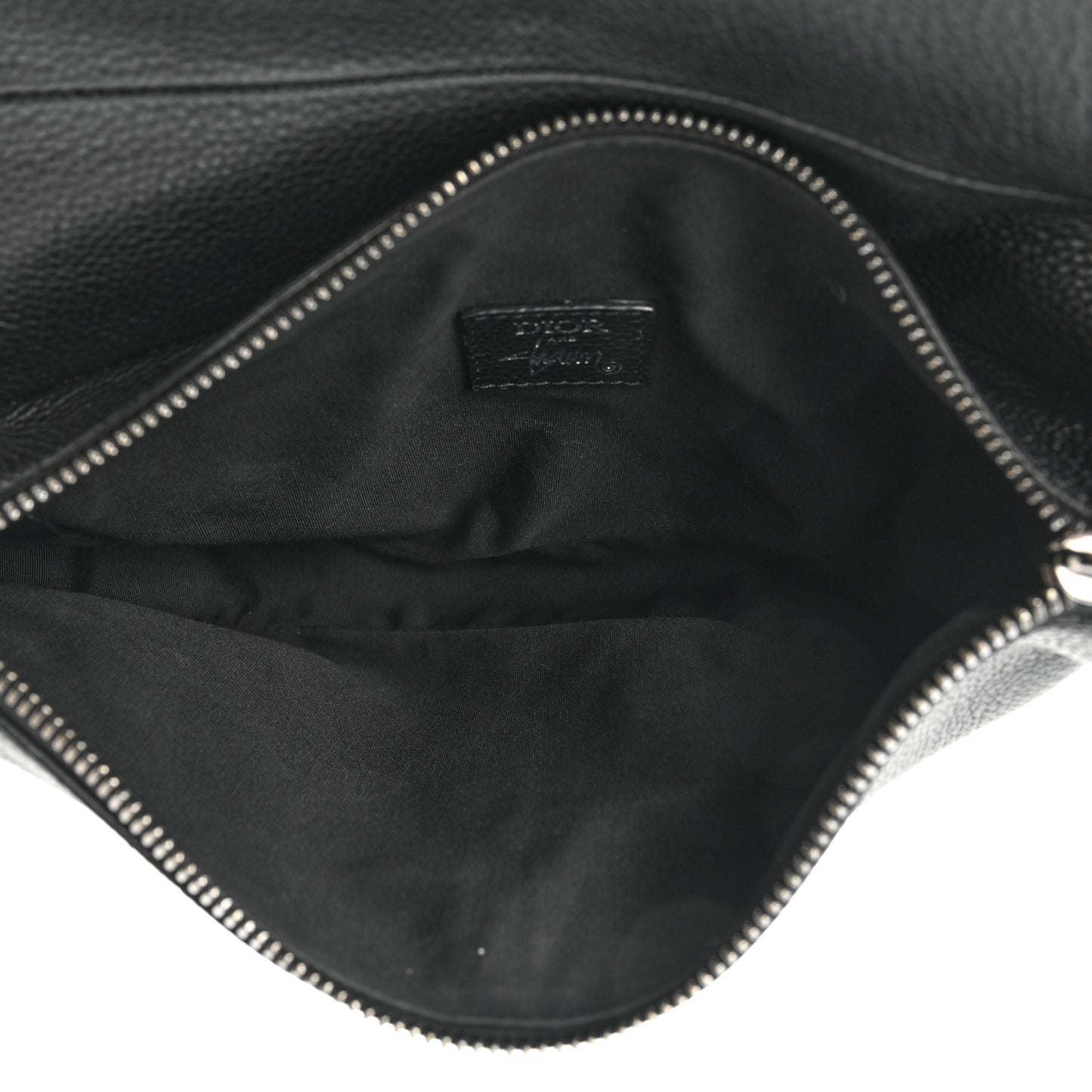 X SHAWN STUSSY Grained Calfskin Saddle Bag Black
