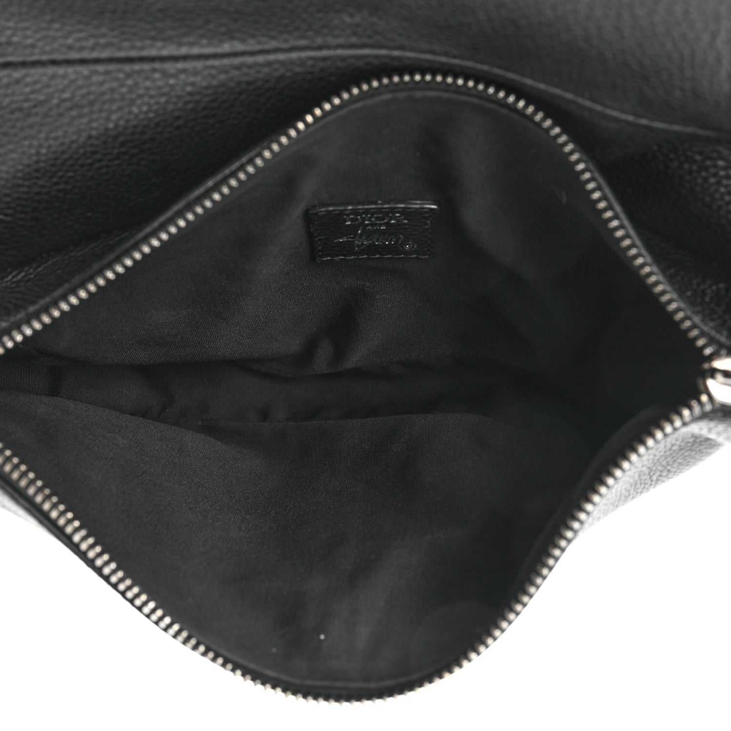 Christian Dior X SHAWN STUSSY Grained Calfskin Saddle Bag Black 7 of 12