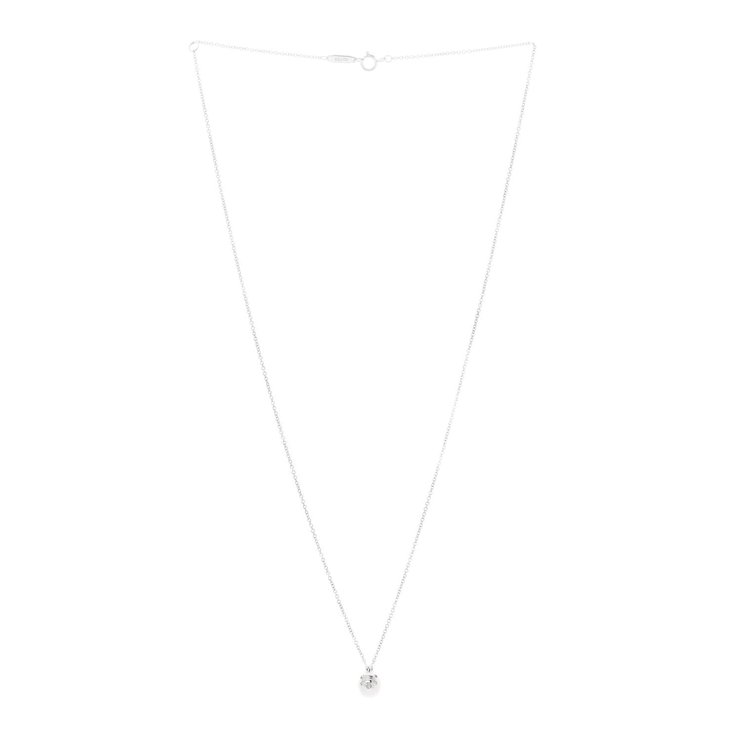 Tiffany 18K White Gold Diamond Cultured Pearl 6.5-7mm Tiffany Signature Pearls Pendant Necklace 3 of 6
