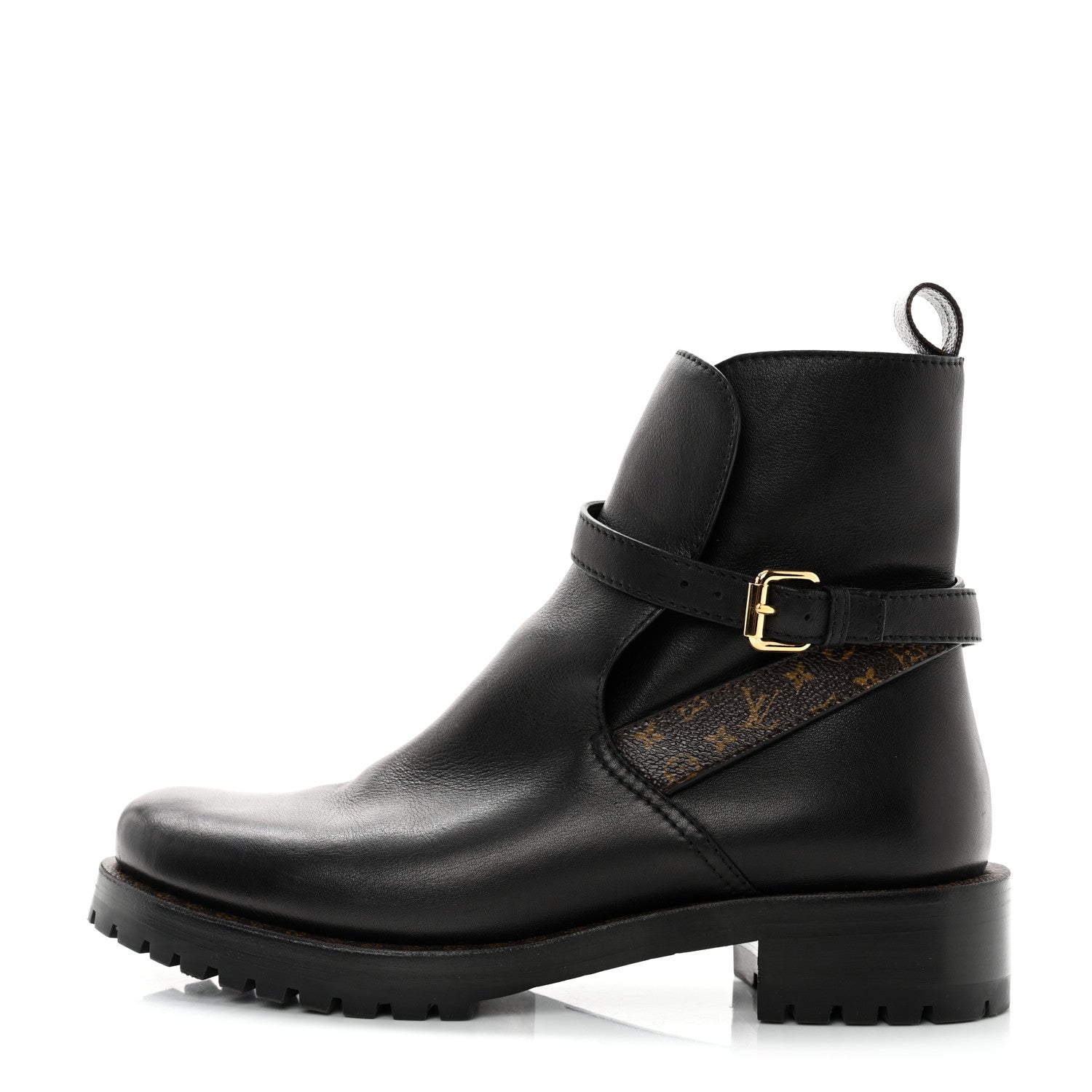 Louis Vuitton Calfskin Monogram Discovery Flat Ankle Boots 38 Black 1 of 10
