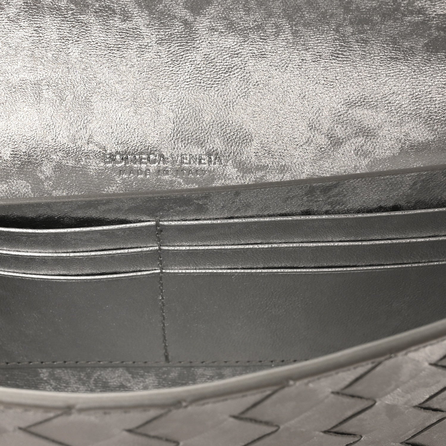 Bottega Veneta Metallic Lambskin Intrecciato Long Andiamo Top Handle Clutch Silver 6 of 7