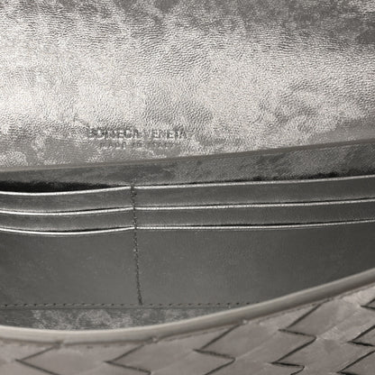 Bottega Veneta Metallic Lambskin Intrecciato Long Andiamo Top Handle Clutch Silver 6 of 7