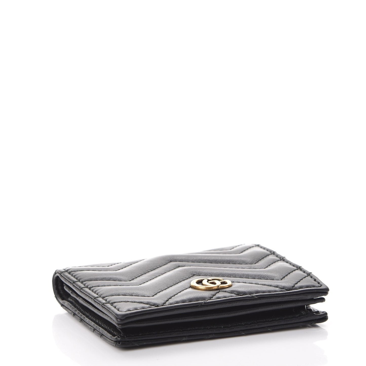 Calfskin Matelasse GG Marmont Card Case Black