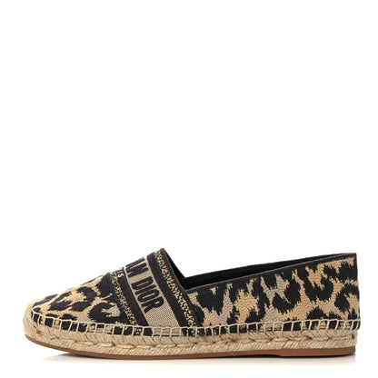 Christian Dior Cotton Embroidered Leopard Print Granville Espadrille 40 Natural 1 of 9
