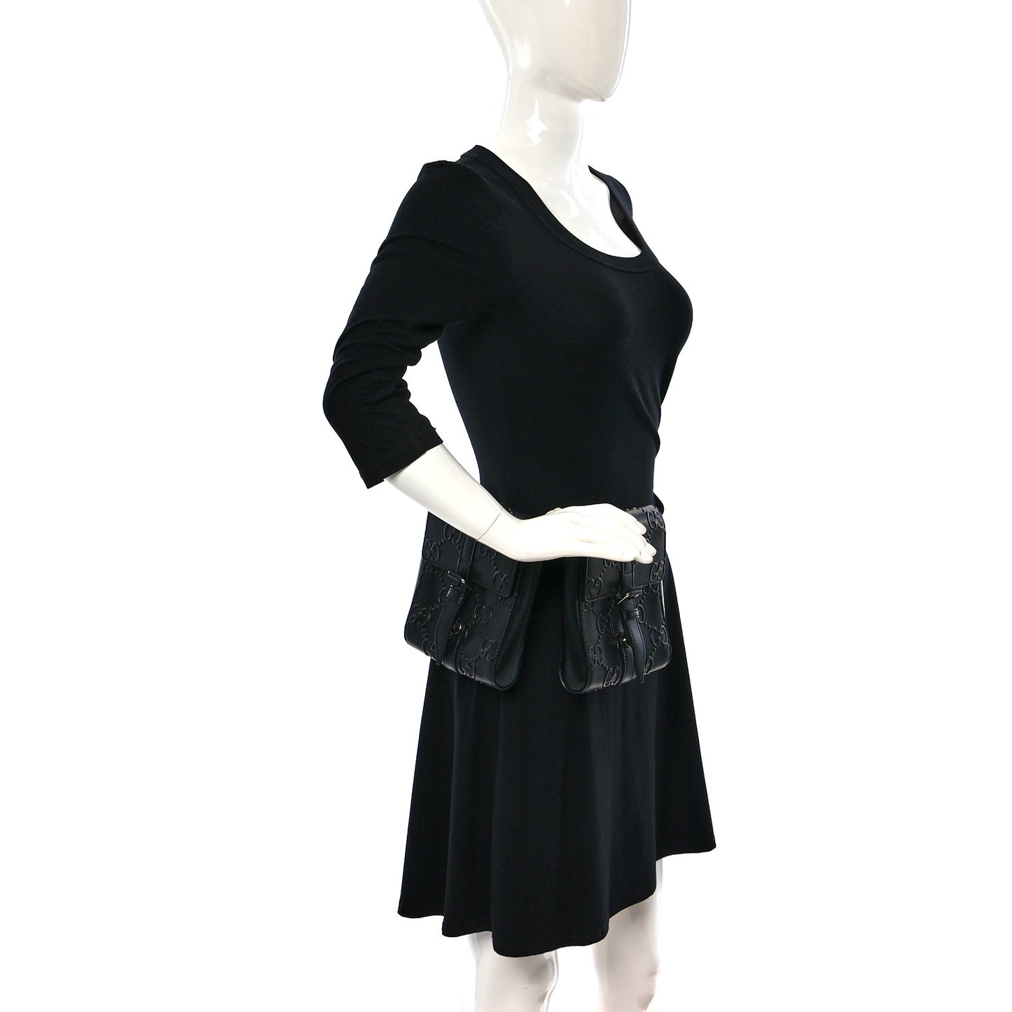 Calfskin GG Tennis Embossed 2 Detachable Pouch Belt Bag Black