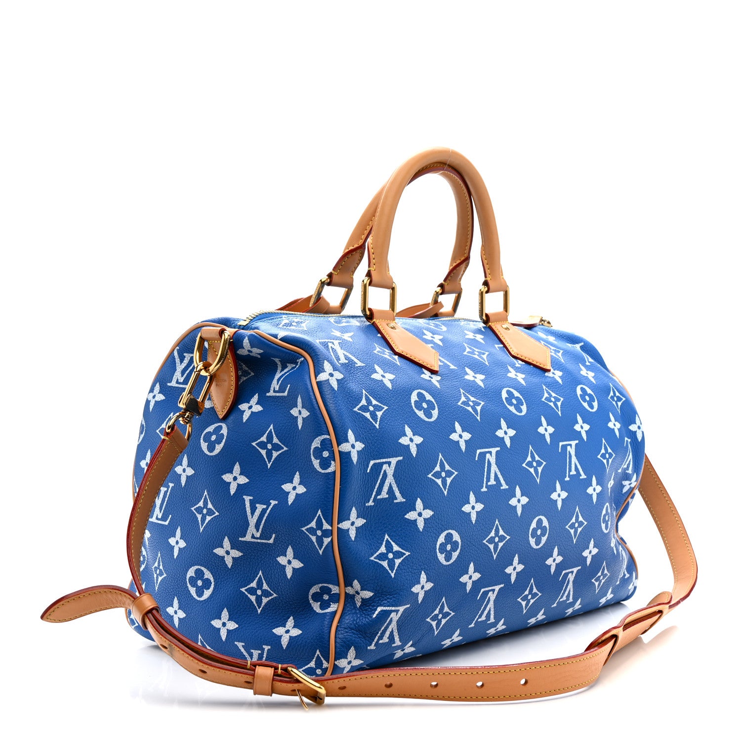 Louis Vuitton Calfskin Monogram Speedy P9 Bandouliere 40 Blue 4 of 18