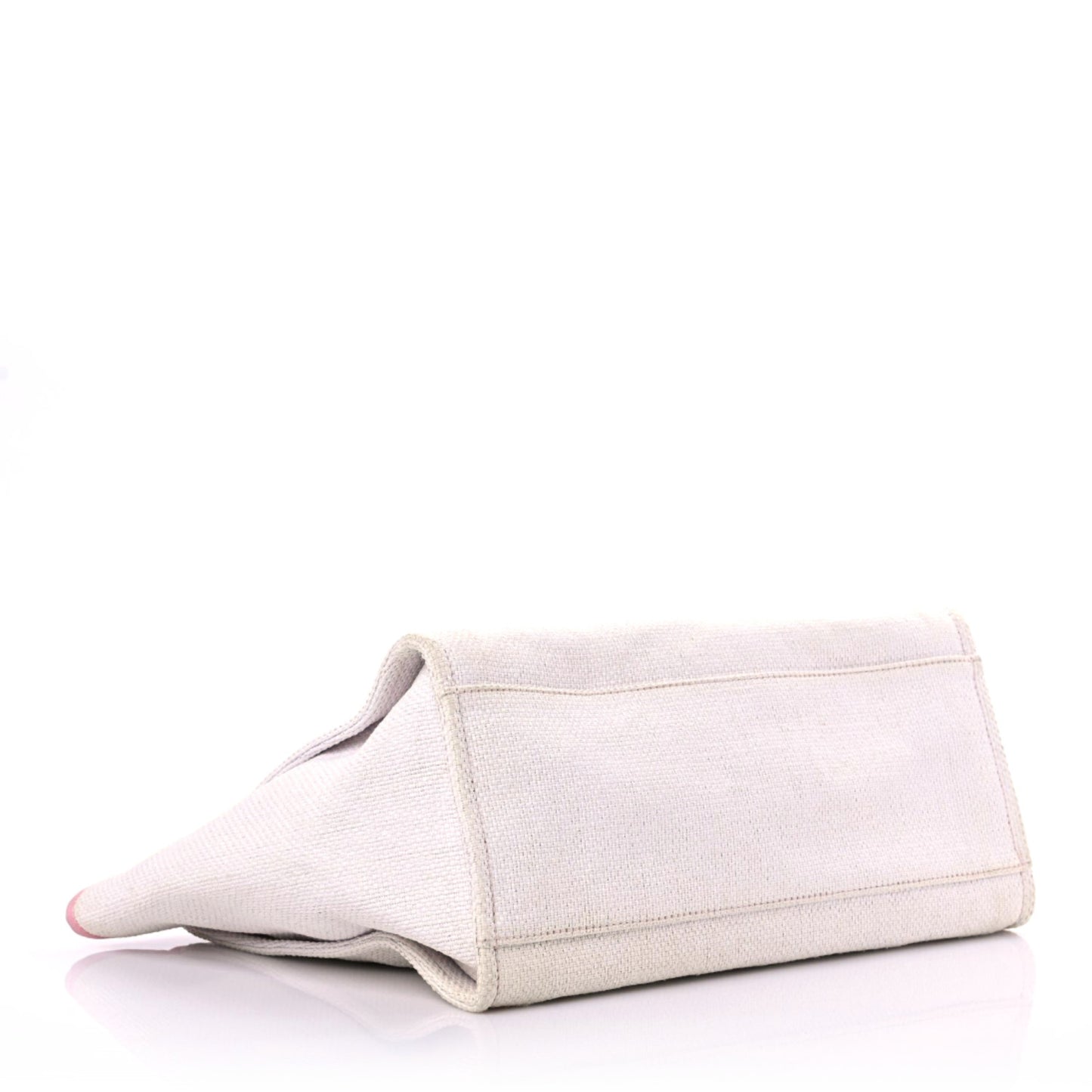 Woven Straw Raffia Medium Deauville Tote Pink
