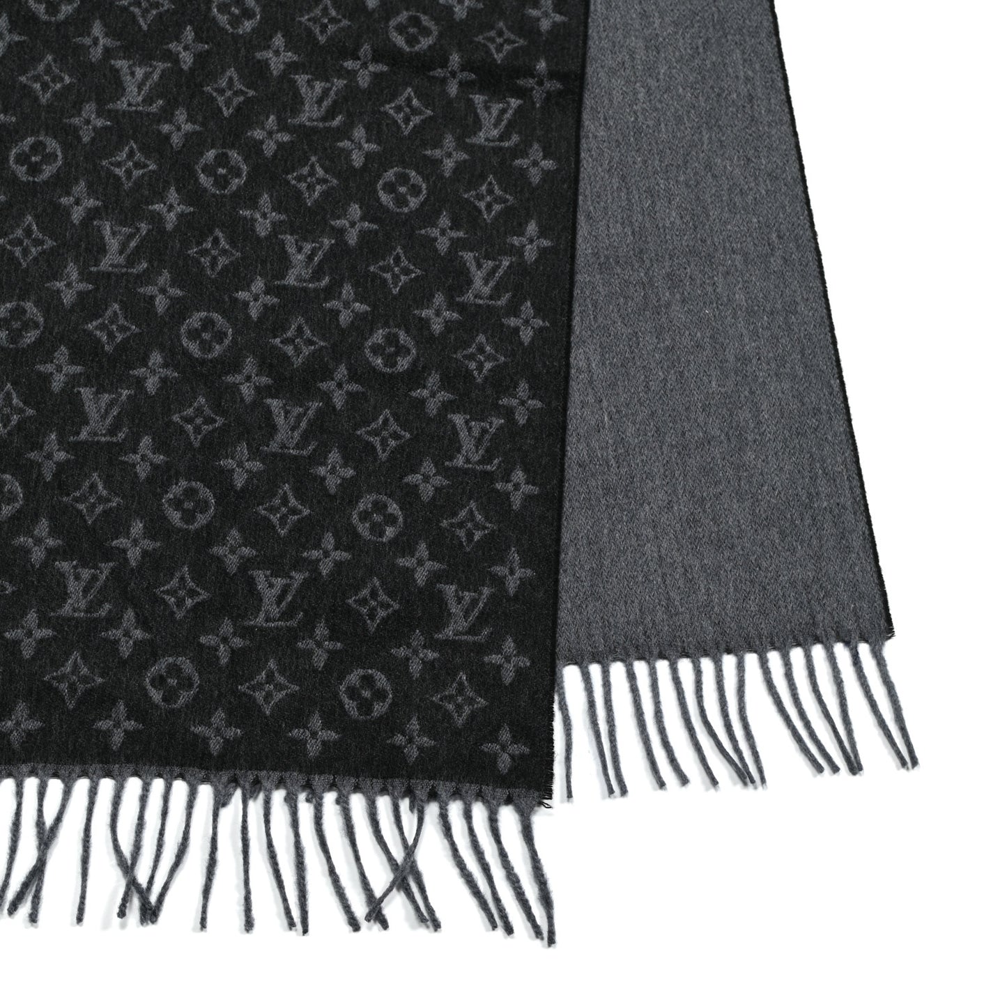Cashmere Wool Monogram Gradient Scarf Black