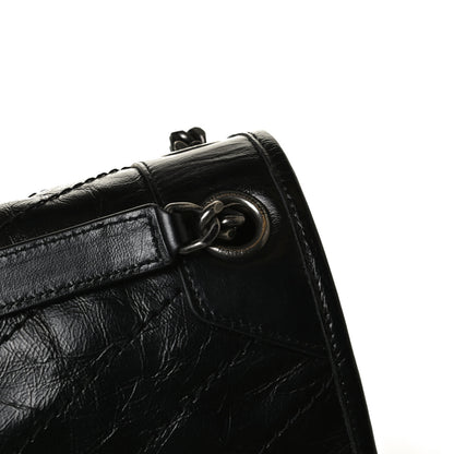 Saint Laurent Crinkled Calfskin Matelasse Monogram Large Niki Chain Satchel Black 14 of 14