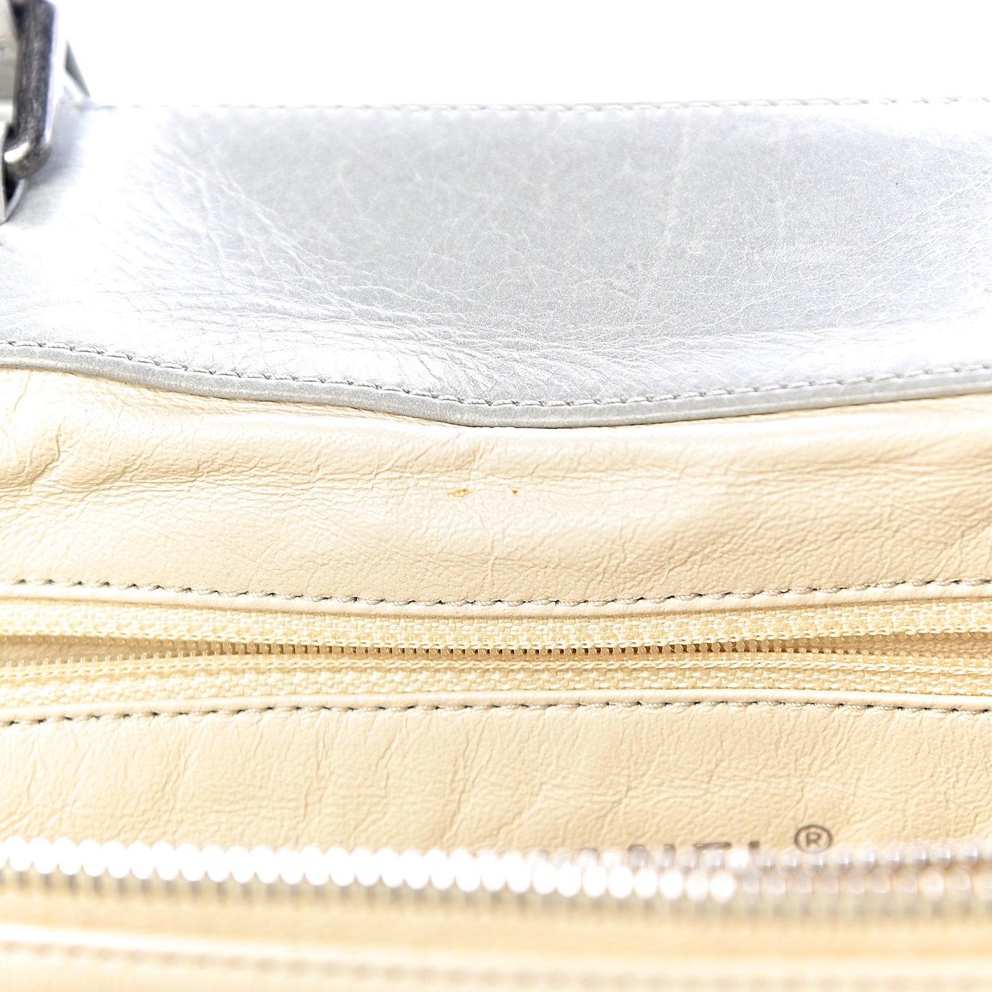 Glazed Calfskin Boy Satchel Flap Light Grey