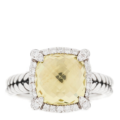 David Yurman Sterling Silver Diamond Lemon Citrine 9mm Chatelaine Pave Bezel Ring 49 5 1 of 5