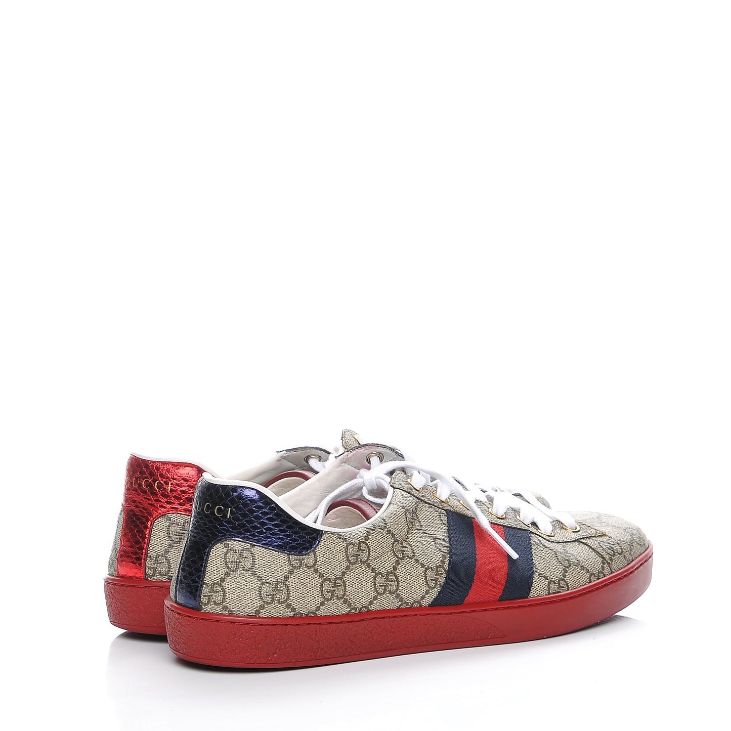 GG Supreme Monogram Ayers Web Mens New Ace Sneakers 9.5 Beige Red