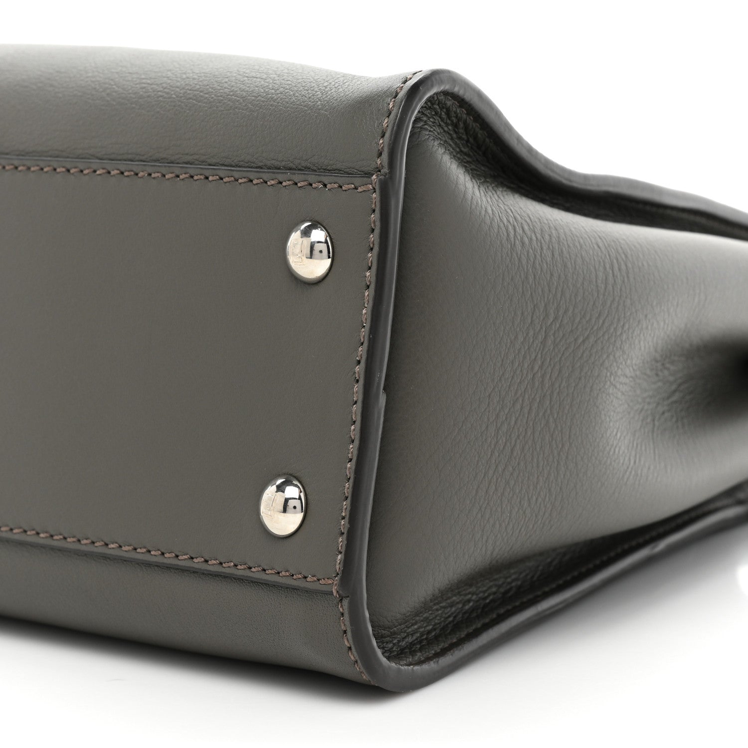 Fendi Vitello Seta Shiny Nappa Medium Peekaboo Iconic Satchel Carbone Grigio Polvere 9 of 12