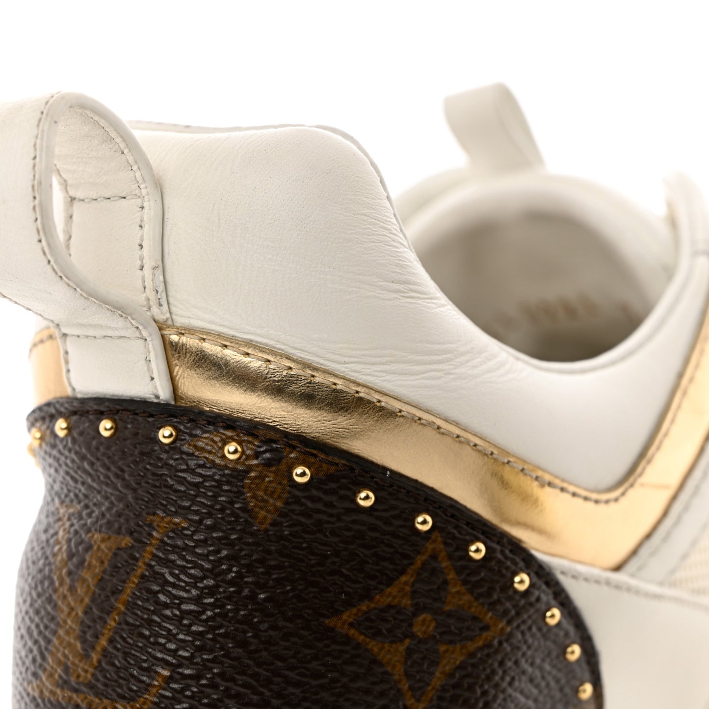 Calfskin Monogram Embellished Run Away Sneakers 36 White