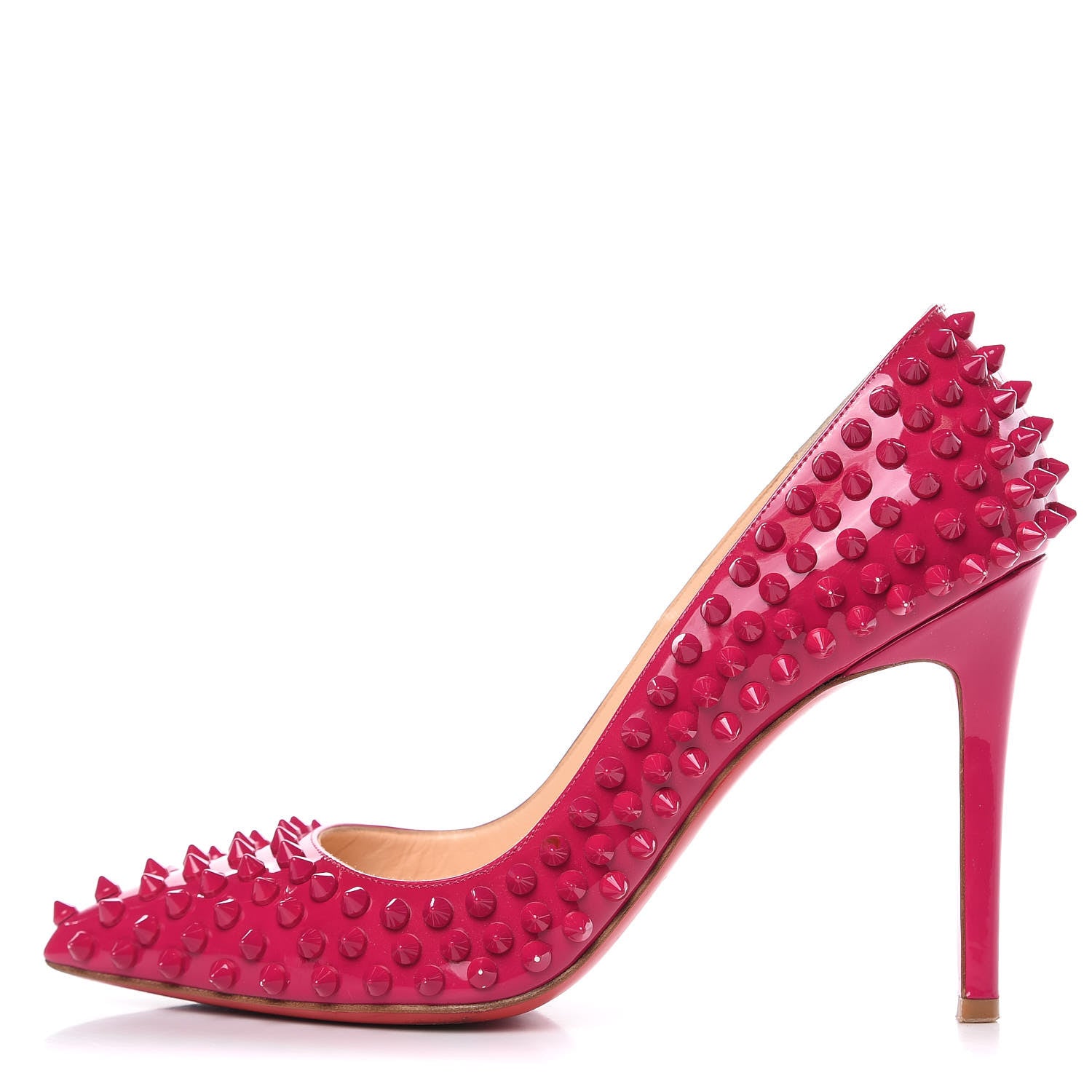 Christian Louboutin Patent Pigalle Spikes 100 Pumps 37.5 Grenadine 1 of 12