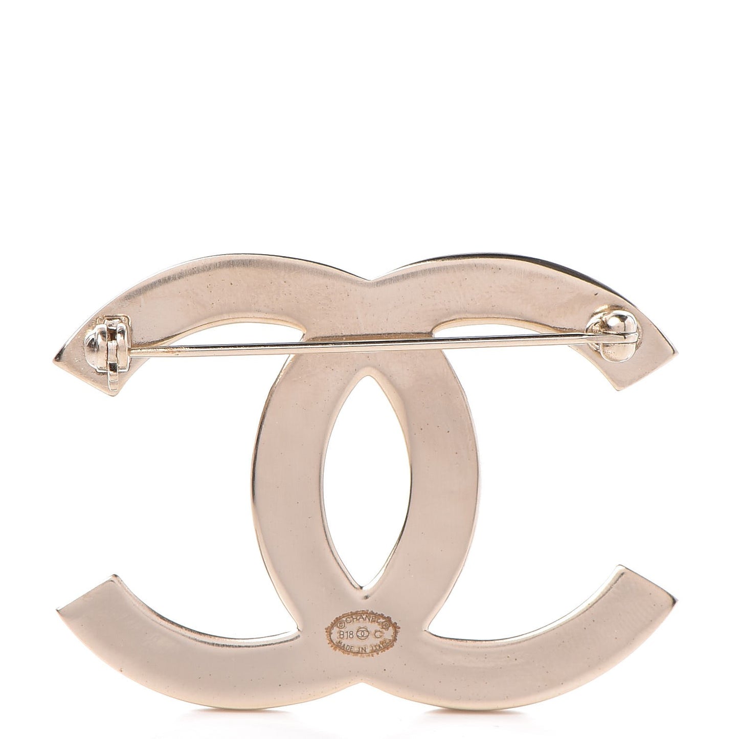 Baguette Crystal Quilted CC Brooch Gold