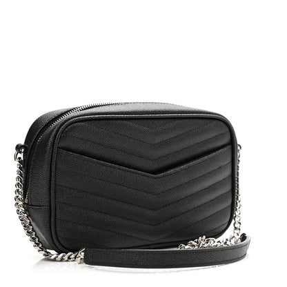 Saint Laurent Grain De Poudre Matelasse Monogram Mini Lou Camera Bag Black 3 of 11