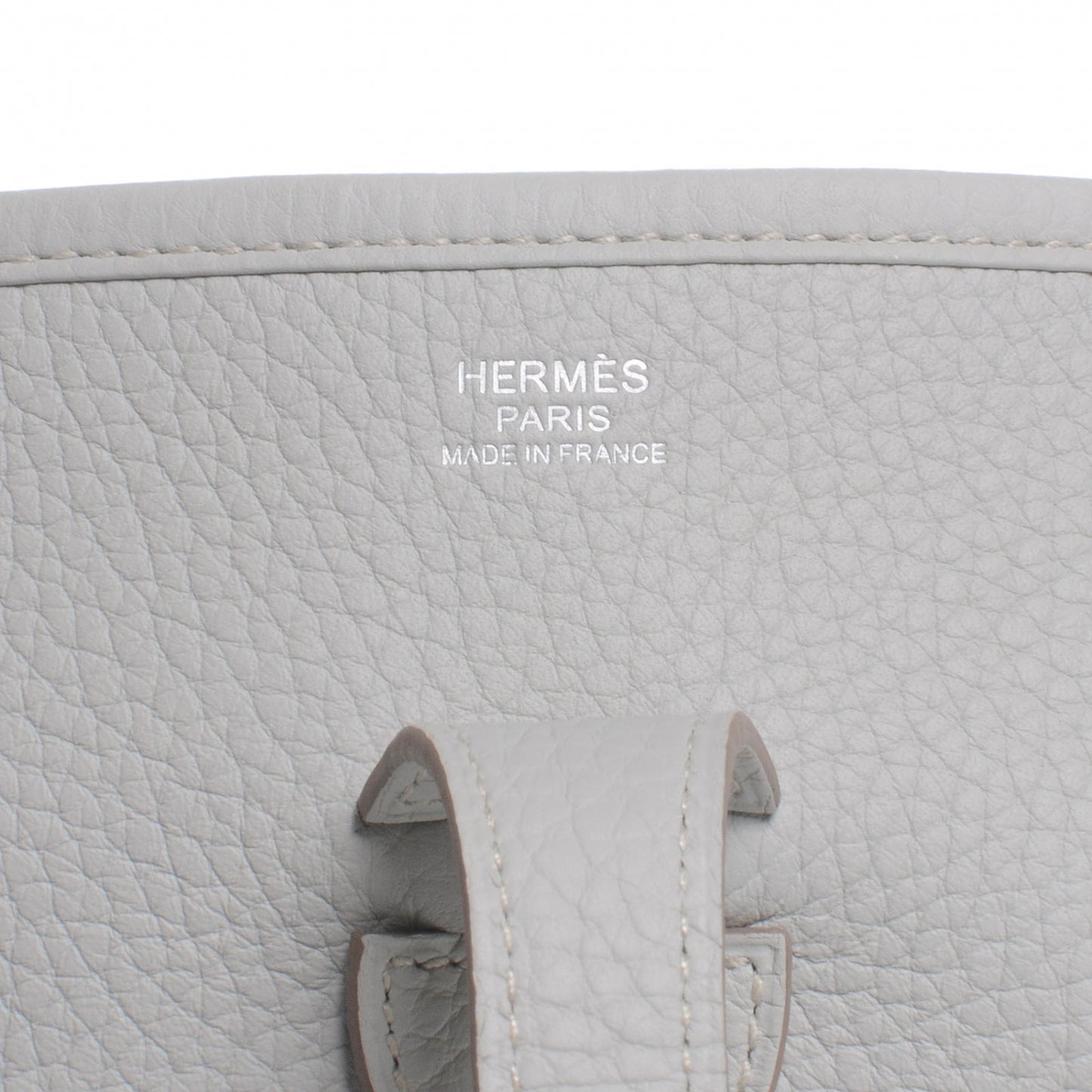 Taurillon Clemence Evelyne III PM Gris Perle w Bleu Lin Strap NEW