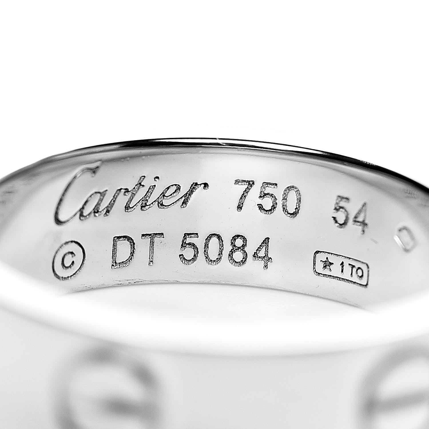 Cartier 18K White Gold 5.5mm LOVE Ring 54 6.75 4 of 4