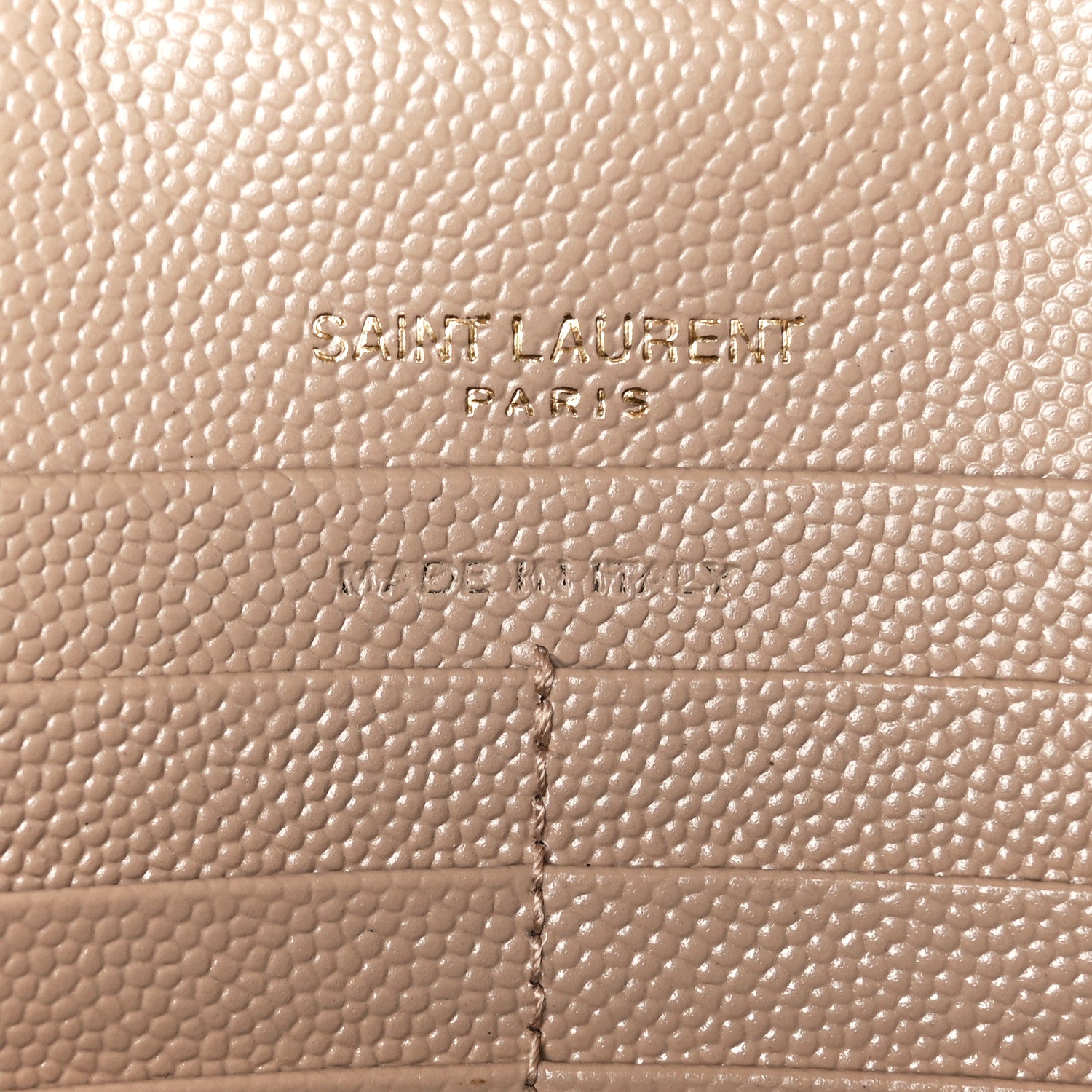 Saint Laurent Grain De Poudre Matelasse Chevron Monogram Chain Wallet Dark Beige 7 of 14