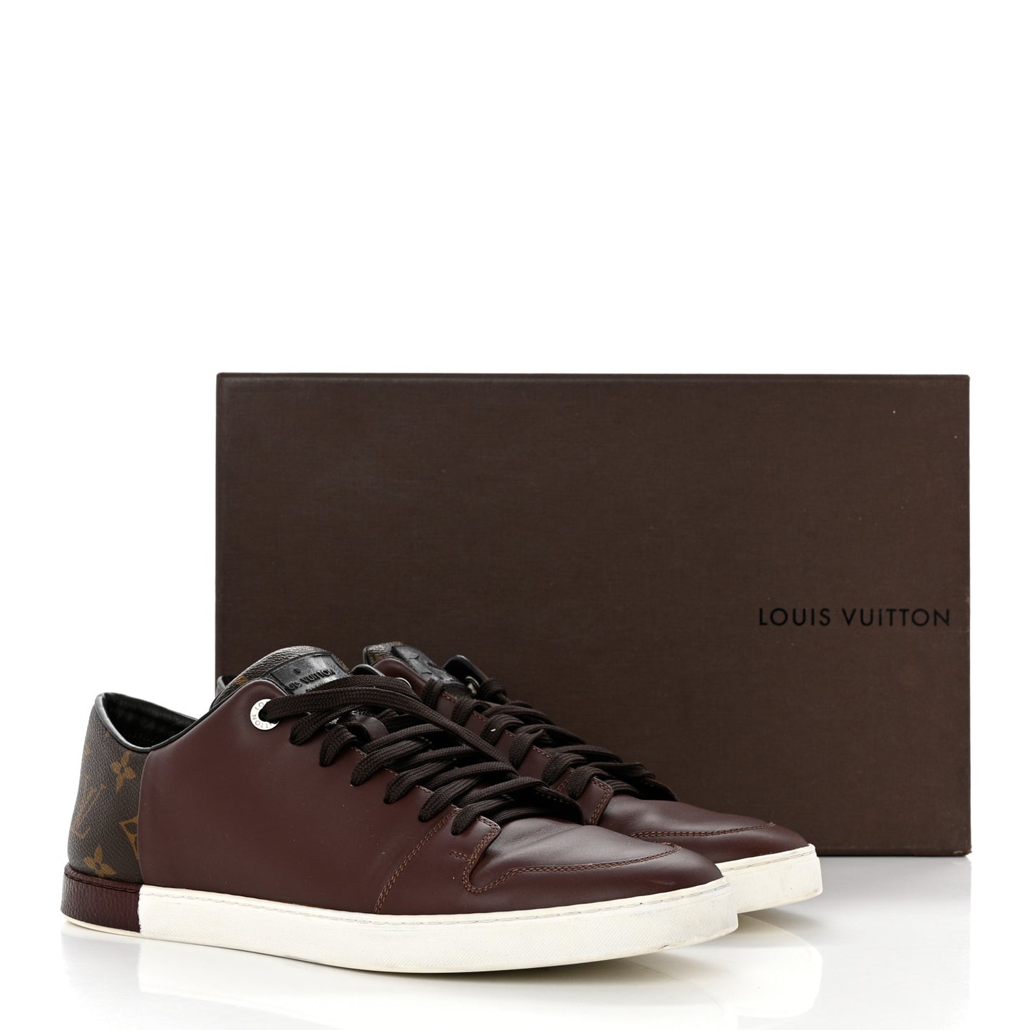 Calfskin Monogram Mens Frontrow Sneakers 8 Brown