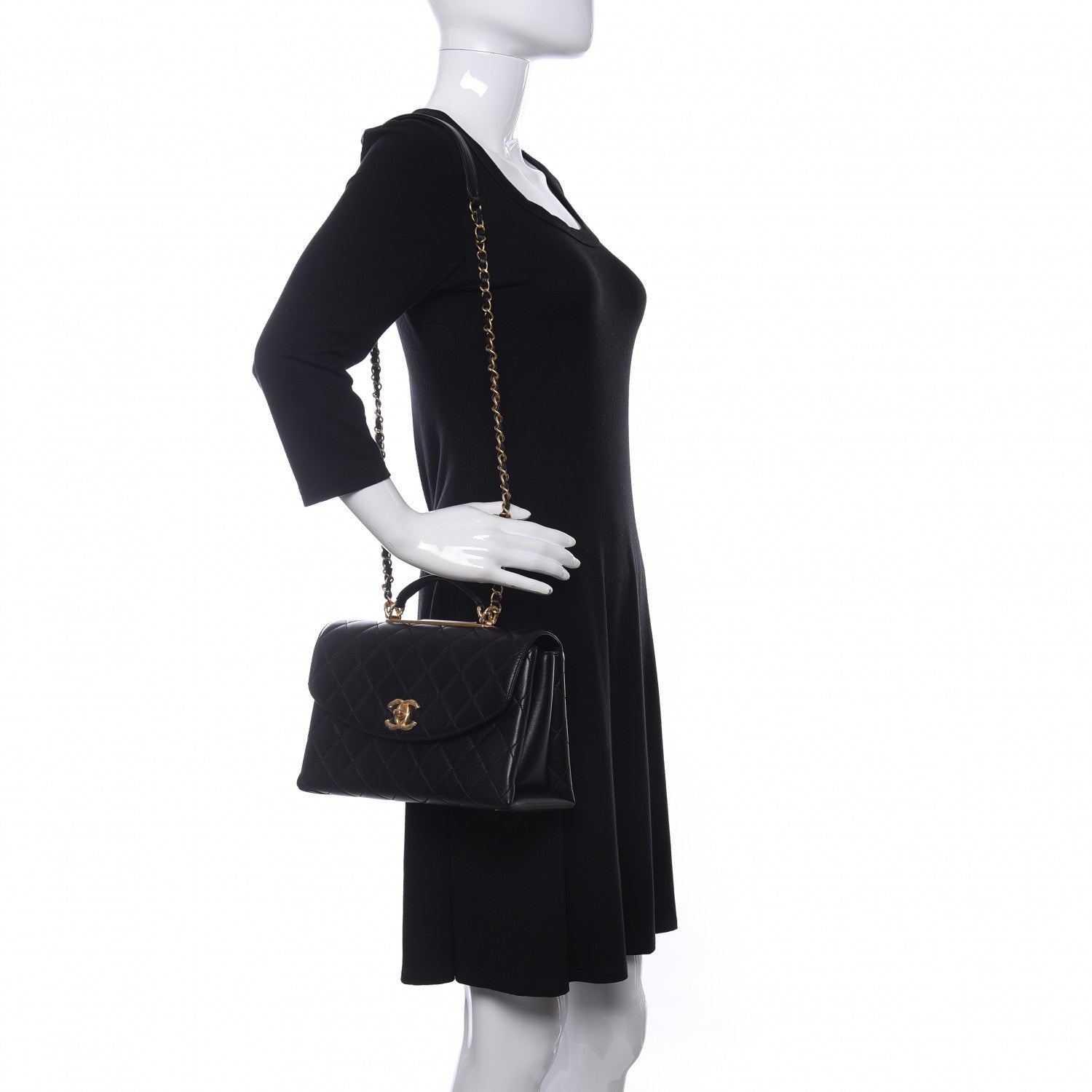 Chanel Lambskin Quilted Large Trendy Spirit Top Handle Bag Black 2 of 11