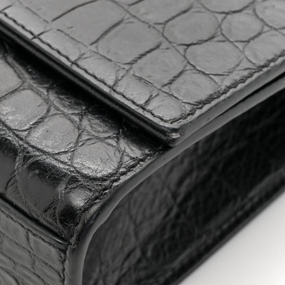 Saint Laurent Calfskin Crocodile Embossed Medium Classic Monogram Kate Tassel Satchel Black 14 of 17