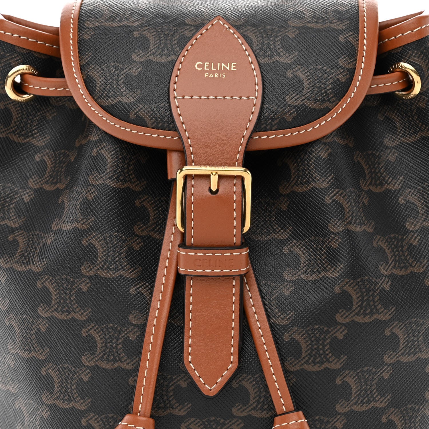 Celine Triomphe Canvas Calfskin Mini Folco Backpack Tan 7 of 9