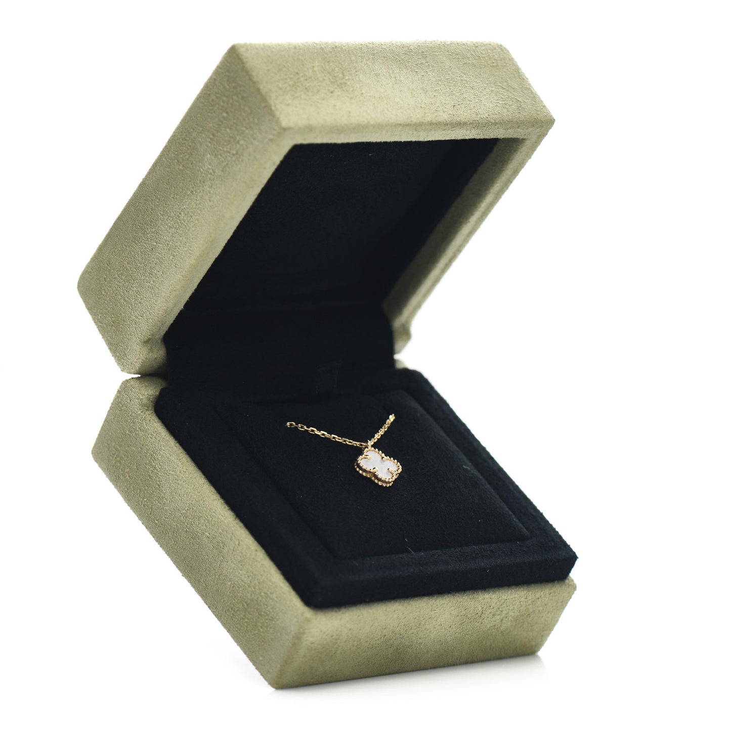 18K Yellow Gold Mother of Pearl Sweet Alhambra Pendant Necklace
