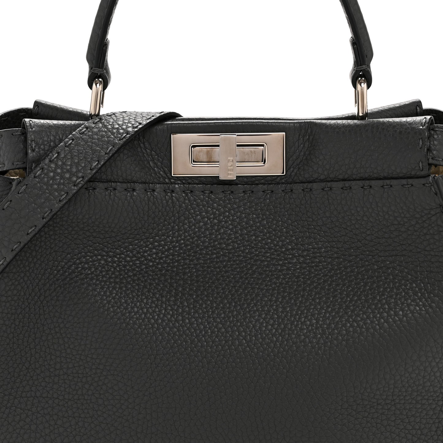 Cuoio Romano Selleria Bi-Color Medium Peekaboo Iconic Satchel Asfalto Latte